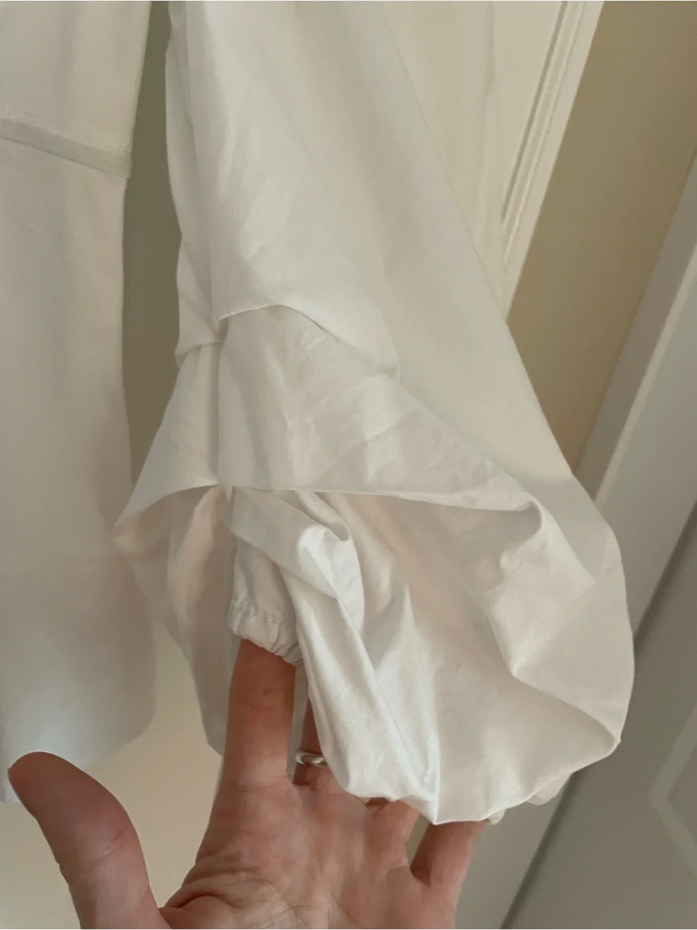 Staud White Peasant-Sleeve Square-Neck Blouse